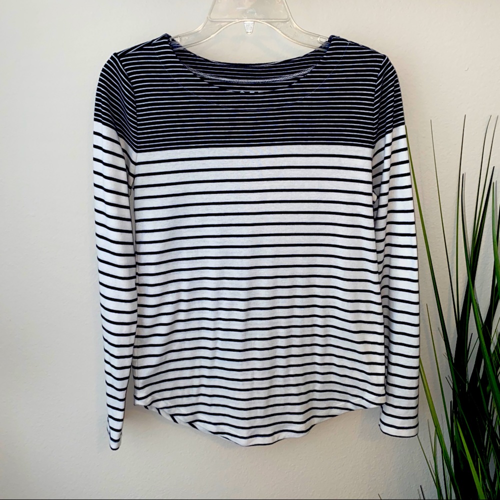 LOFT Striped Long Sleeve Blouse Size: S